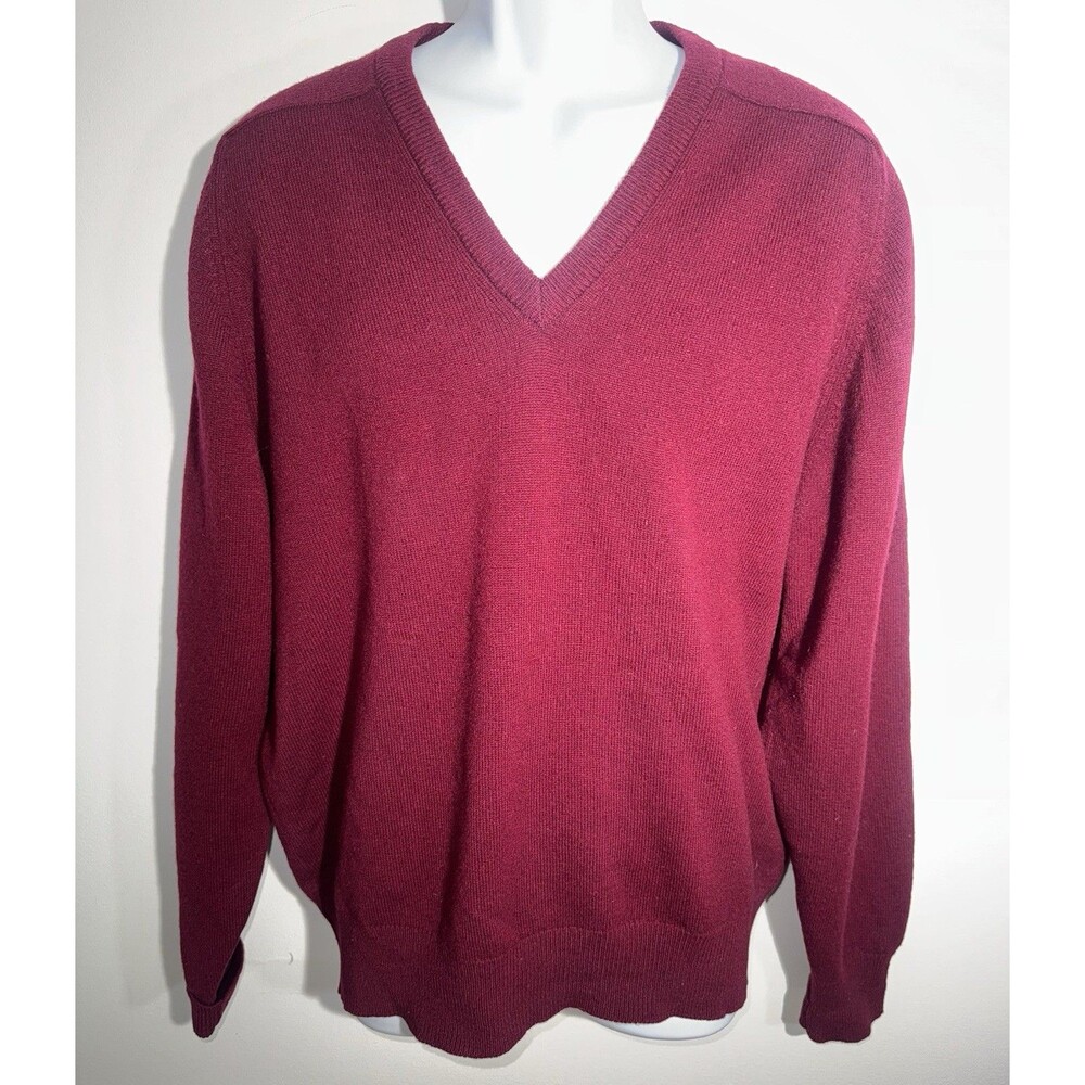 Brooks Brothers Pure Lambswool Knitted in England V-Neck Sweater 44/Large